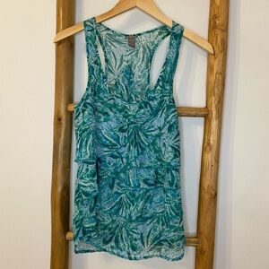 Y2K Charlotte Russe Green Blue Ruffled Sheer Tank Top Blouse Sz M 90s